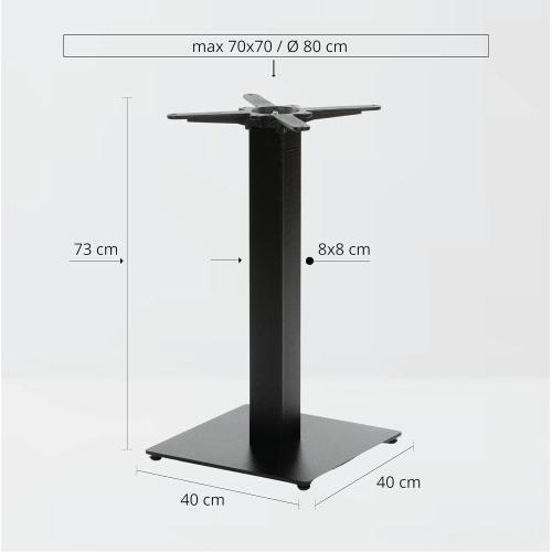 Présentation de Zoom sur Dublino Pied de Table Métal Noir Base Manger 73 cm