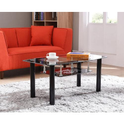 Table Basse Rectangulaire Verre Trempé Noir Hodedah en situation