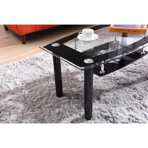 Présentation de Zoom sur Table Basse Rectangulaire Verre Trempé Noir Hodedah