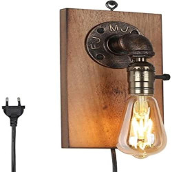 Présentation Applique Murale Vintage Industrielle B LED Barcelona, Bois