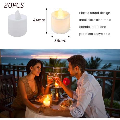 Présentation de Zoom sur Bougies LED sans flamme, 24 pièces, flamme vacillante