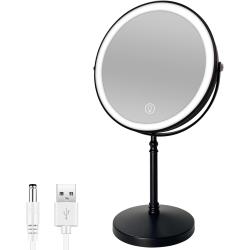 Présentation Miroir maquillage lumineux noir, grossissant x10, 3 éclairages