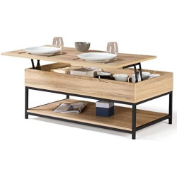 Présentation Table Basse IDMarket Plateau Relevable Rectangulaire Detroit, Design Industriel