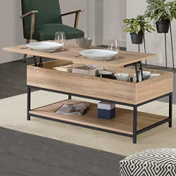 Table Basse IDMarket Plateau Relevable Rectangulaire Detroit, Design Industriel en situation