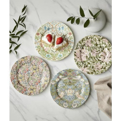 Assiettes à dessert Spode, lot de 4, William Morris en situation