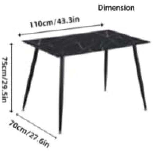 Présentation de Zoom sur Table Salle à Manger Marbre Verre Rectangulaire Noir