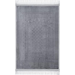 Présentation Tapis de prière doux, Sejjade, Seccade, gris, qualité supérieure