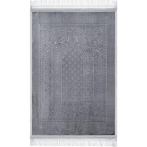 Présentation de Présentation Tapis de prière doux, Sejjade, Seccade, gris, qualité supérieure