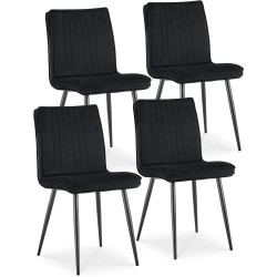 Présentation TUKAILAi Chaises rembourrées velours noir, métal, lot 4