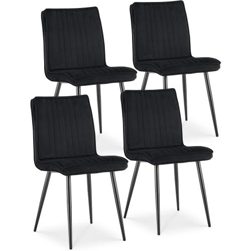 Présentation de Présentation TUKAILAi Chaises rembourrées velours noir, métal, lot 4