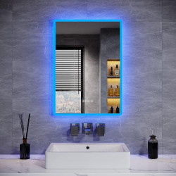 Présentation Miroir salle de bain Bluetooth rétroéclairé, LED ambiance bleue