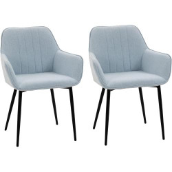 Présentation Chaises de salle à manger ergonomiques, métal, bleu, lot de 2