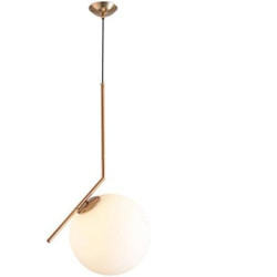 Présentation Lampe Suspension Moderne Fer Verre LED, Luminaire Boule Métal Doré