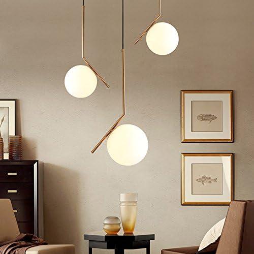 Présentation de Zoom sur Lampe Suspension Moderne Fer Verre LED, Luminaire Boule Métal Doré