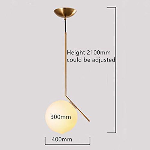 Présentation de Lampe Suspension Moderne Fer Verre LED, Luminaire Boule Métal Doré en situation