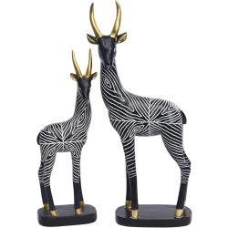 Présentation Sculptures africaines antilope, lot 2 figurines modernes, noir