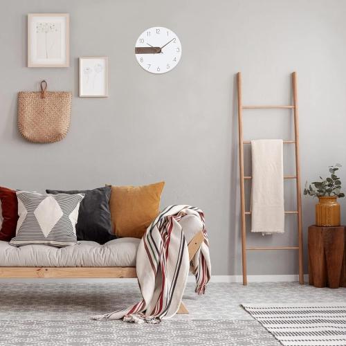 Présentation de Zoom sur Horloge Murale Lafocuse Blanc Bois Moderne Minimaliste