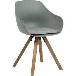 Présentation Chaises salon accoudoirs, plastique, bois, vert olive, lot 2