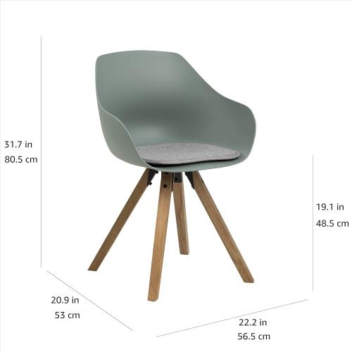 Présentation de Zoom sur Chaises salon accoudoirs, plastique, bois, vert olive, lot 2