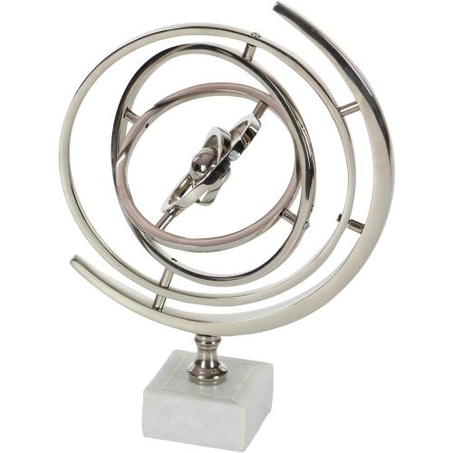 Présentation de Présentation Sculpture Armillary Sphere, Base en Céramique, Argent Blanc