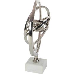 Sculpture Armillary Sphere, Base en Céramique, Argent Blanc en situation