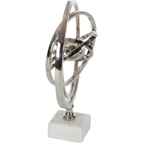 Présentation de Sculpture Armillary Sphere, Base en Céramique, Argent Blanc en situation