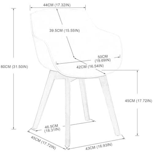 Présentation de Zoom sur Chaises Scandinaves Rétro, Lot de 2, Design Moderne, Pieds en Bois Massif