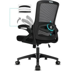 Présentation Chaise Bureau Ergonomique Milacyee, Accoudoirs Pliants, Support Lombaire