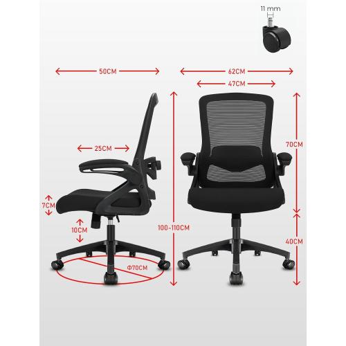 Présentation de Chaise Bureau Ergonomique Milacyee, Accoudoirs Pliants, Support Lombaire en situation