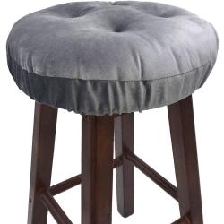 Présentation Housse Tabouret Bar Ronde Antidérapante Velours Gris