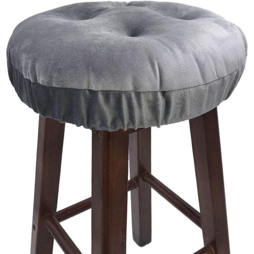 Présentation de Présentation Housse Tabouret Bar Ronde Antidérapante Velours Gris