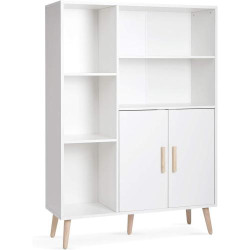 Présentation Buffet Bibliothèque Mondeer, Meuble Rangement Bois Blanc