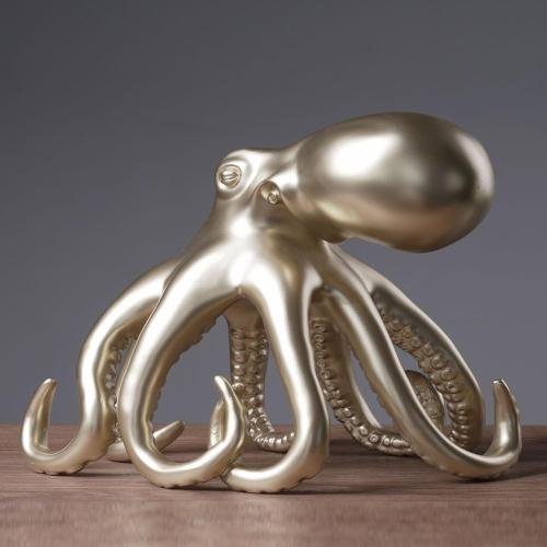 Présentation de Zoom sur Statue Moderne Octopus en Résine - Décoration Maison Élégante