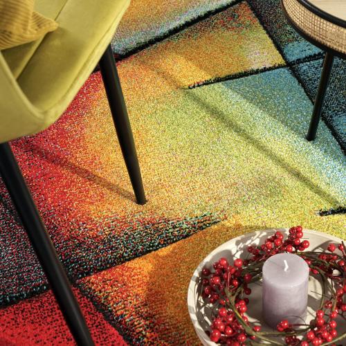 Présentation de Zoom sur Tapis Moderne Paco Home à Motif Géométrique 3D pour Salon