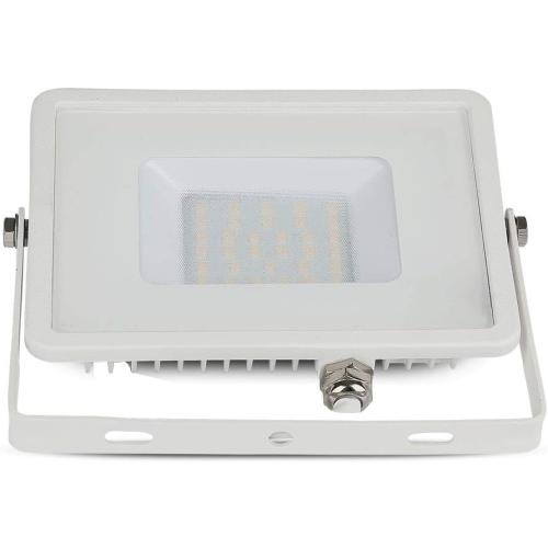 Présentation de Zoom sur Projecteur Étanche 30W LED IP65, Verre Gris, Corps Blanc