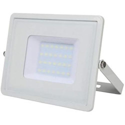 Projecteur Étanche 30W LED IP65, Verre Gris, Corps Blanc en situation