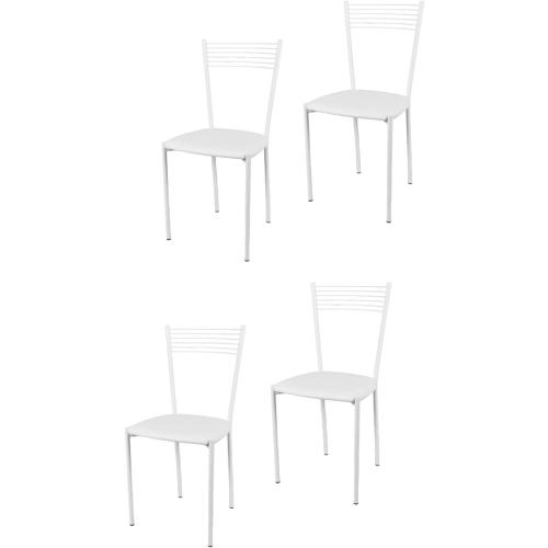 Présentation de Présentation Chaises Elegance Tommychairs, Acier Blanc, Cuir Artificiel