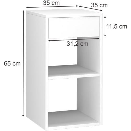 Présentation de Zoom sur Table de Chevet Vicco Dany, Blanc, Design Moderne