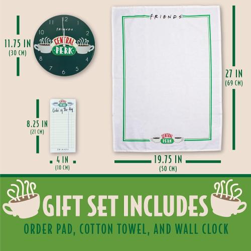 Présentation de Coffret Cadeau Paladone Central Perk, Horloge, Serviette, Bloc Notes en situation