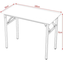 Table Bureau Pliable Informatique Panana, Blanc Noir en situation