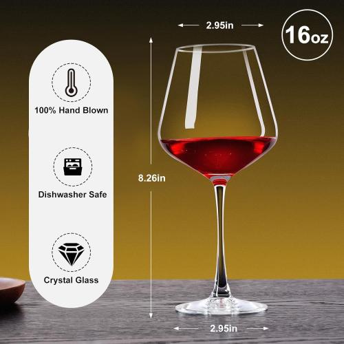 Présentation de Verres à vin soufflés à la main, lot de 4, cadeaux Noël en situation