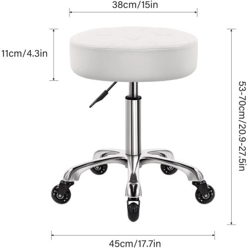 Présentation de Tabouret Bureau Pivotant WKWKER, Cuir Synthétique Blanc en situation