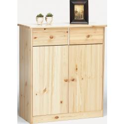 Commode pin massif naturel, 2 tiroirs, 2 portes en situation