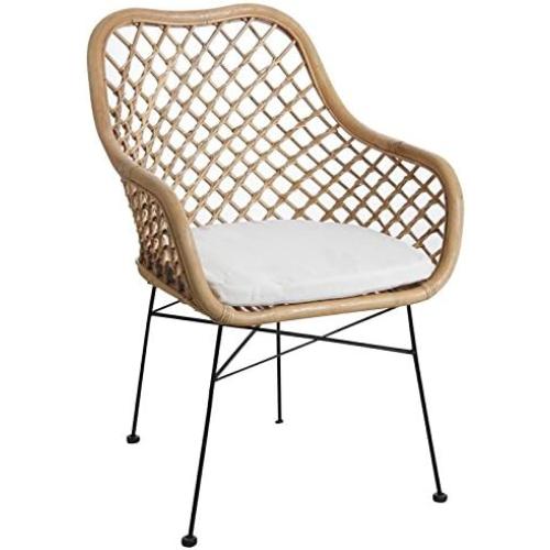 Présentation de Fauteuil rotin naturel, métal, design moderne, confort