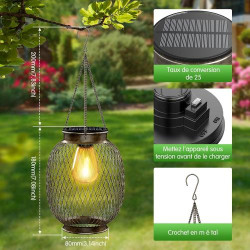 Lampe Solaire Extérieur Jardin Suspendue Collasis, Étanche en situation