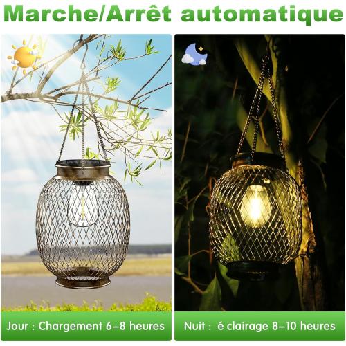 Présentation de Zoom sur Lampe Solaire Extérieur Jardin Suspendue Collasis, Étanche