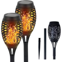 Présentation Lampe Solaire Flamme Extérieure, 2 Pack Torches LED