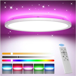 Présentation Plafonnier LED Dimmable RGB, 24W, Télécommande, Design Moderne