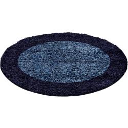 Présentation Tapis Salon Moderne Bleu Marine, Shaggy Doux, Moelleux