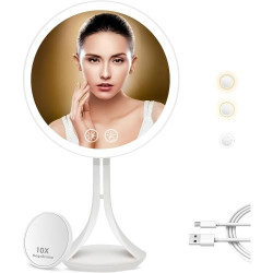 Présentation Miroir Maquillage Lumineux Auxmir, Écran Tactile, Rechargeable